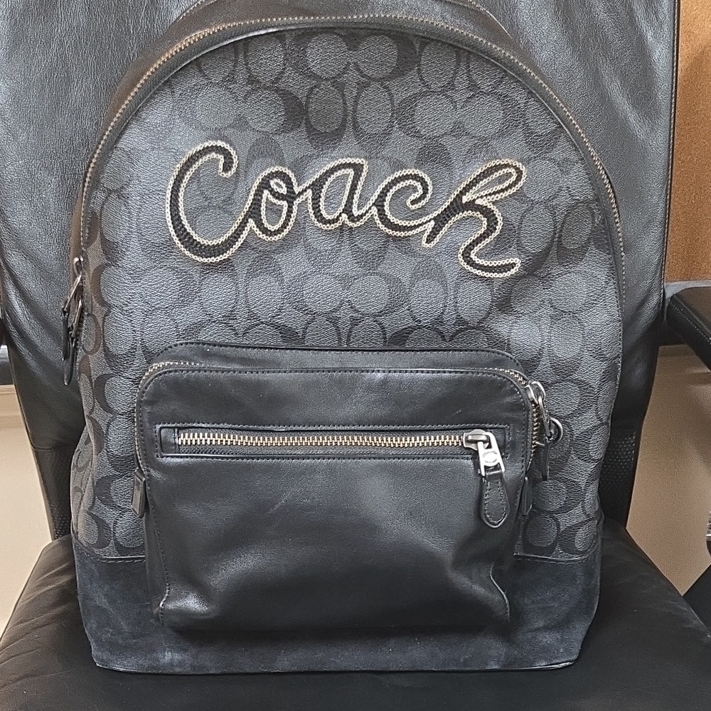 Coach Gray and Black Signature Backpack